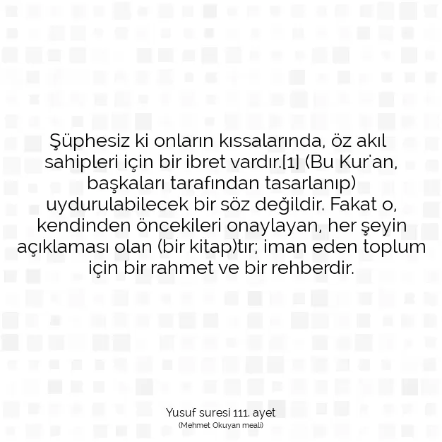 Ayetbul | Kuran Mealleri | Quran | Yusuf suresi 111. ayet