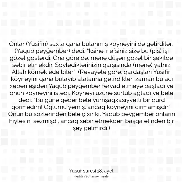 Ayetbul | Kuran Mealleri | Quran | Yusuf suresi 18. ayet