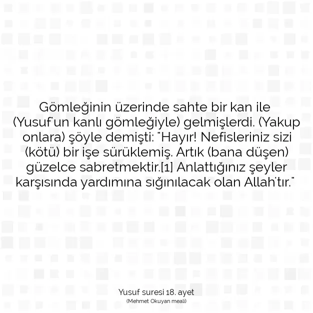 Ayetbul | Kuran Mealleri | Quran | Yusuf suresi 18. ayet