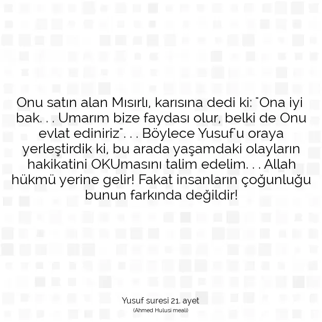 Ayetbul | Kuran Mealleri | Quran | Yusuf suresi 21. ayet