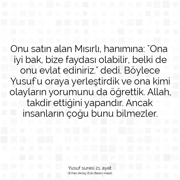 Ayetbul | Kuran Mealleri | Quran | Yusuf suresi 21. ayet