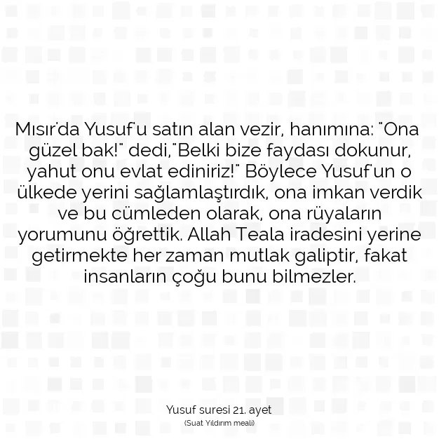 Ayetbul | Kuran Mealleri | Quran | Yusuf suresi 21. ayet