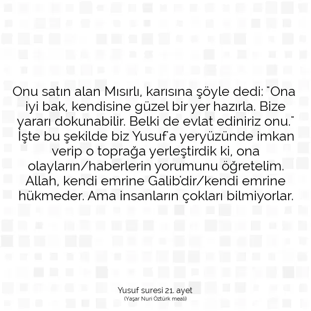 Ayetbul | Kuran Mealleri | Quran | Yusuf suresi 21. ayet