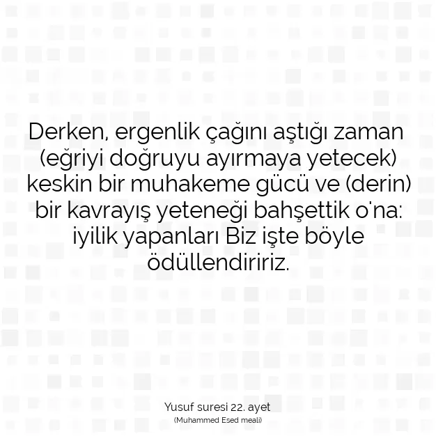 Ayetbul | Kuran Mealleri | Quran | Yusuf suresi 22. ayet