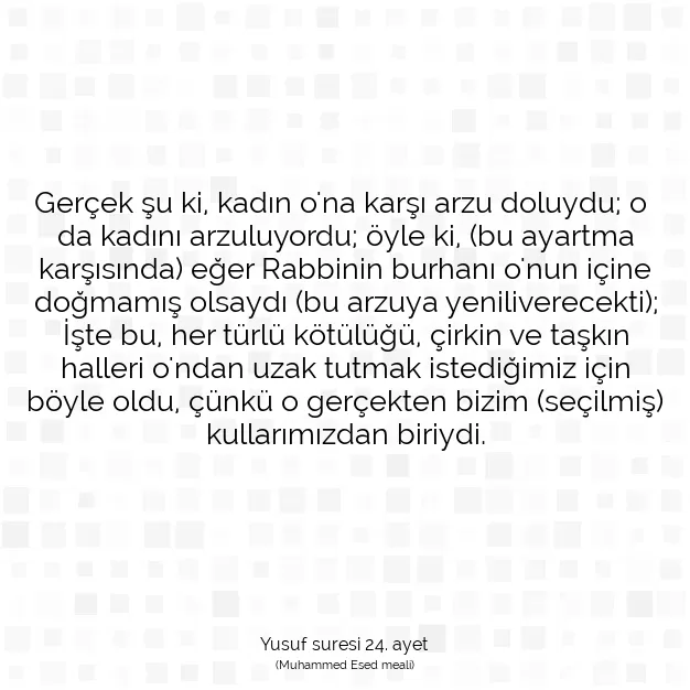 Ayetbul | Kuran Mealleri | Quran | Yusuf suresi 24. ayet