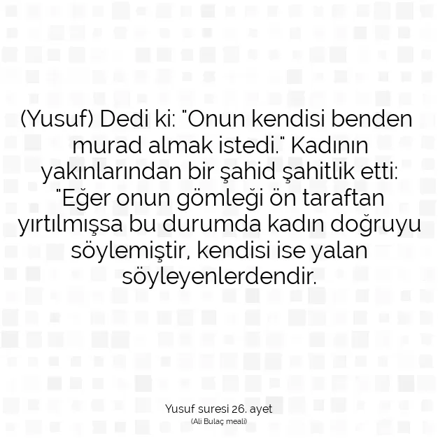 Ayetbul | Kuran Mealleri | Quran | Yusuf suresi 26. ayet