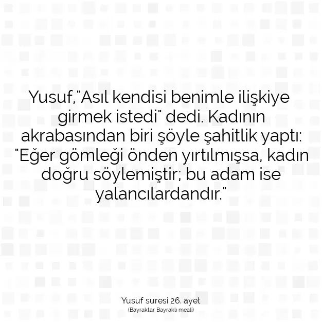 Ayetbul | Kuran Mealleri | Quran | Yusuf suresi 26. ayet