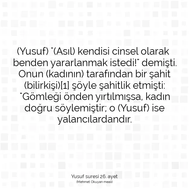 Ayetbul | Kuran Mealleri | Quran | Yusuf suresi 26. ayet