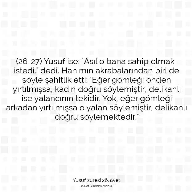 Ayetbul | Kuran Mealleri | Quran | Yusuf suresi 26. ayet