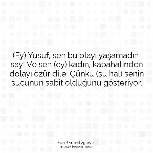 Ayetbul | Kuran Mealleri | Quran | Yusuf suresi 29. ayet