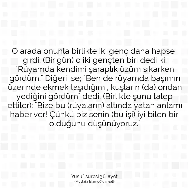 Ayetbul | Kuran Mealleri | Quran | Yusuf suresi 36. ayet