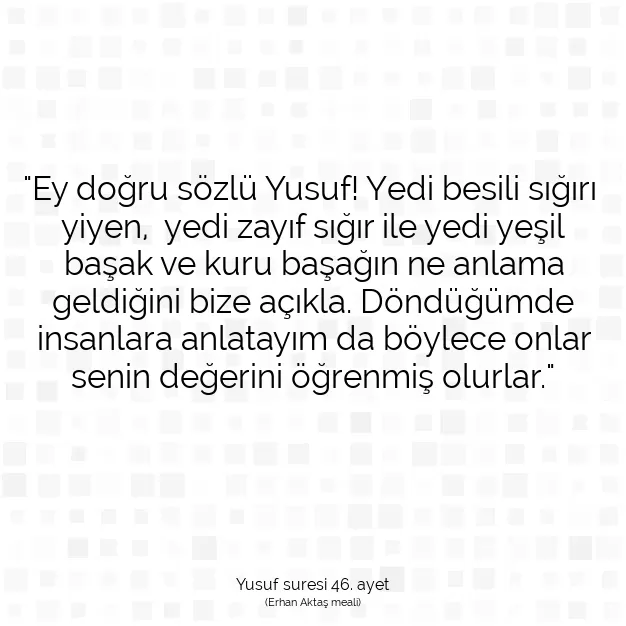 Ayetbul | Kuran Mealleri | Quran | Yusuf suresi 46. ayet