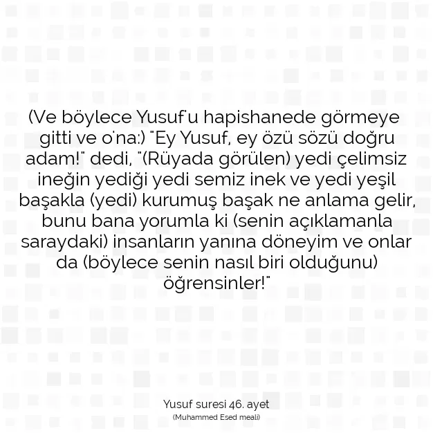 Ayetbul | Kuran Mealleri | Quran | Yusuf suresi 46. ayet