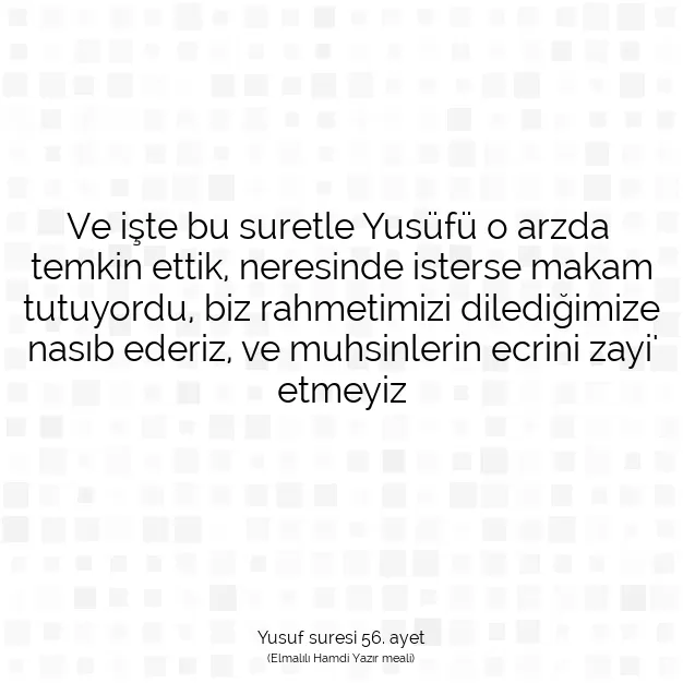 Ayetbul | Kuran Mealleri | Quran | Yusuf suresi 56. ayet