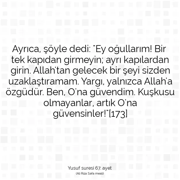 Ayetbul | Kuran Mealleri | Quran | Yusuf suresi 67. ayet