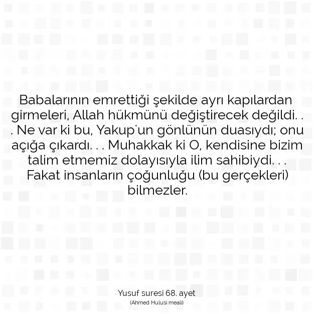 Ayetbul | Kuran Mealleri | Quran | Yusuf suresi 68. ayet