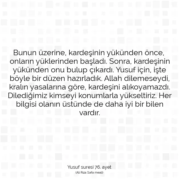 Ayetbul | Kuran Mealleri | Quran | Yusuf suresi 76. ayet