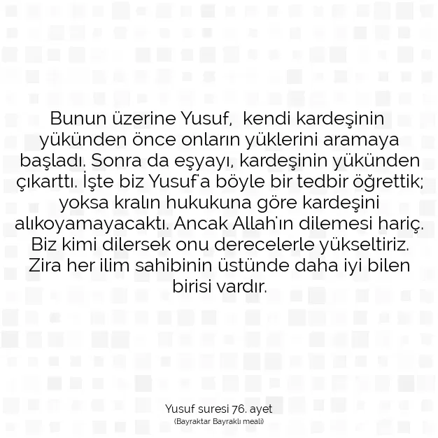 Ayetbul | Kuran Mealleri | Quran | Yusuf suresi 76. ayet