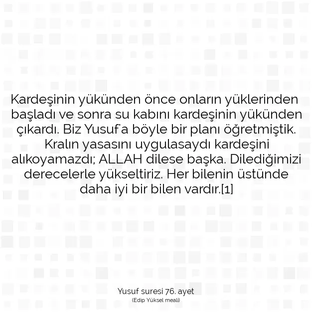 Ayetbul | Kuran Mealleri | Quran | Yusuf suresi 76. ayet