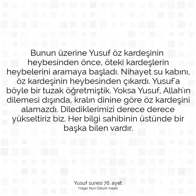 Ayetbul | Kuran Mealleri | Quran | Yusuf suresi 76. ayet