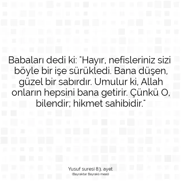 Ayetbul | Kuran Mealleri | Quran | Yusuf suresi 83. ayet