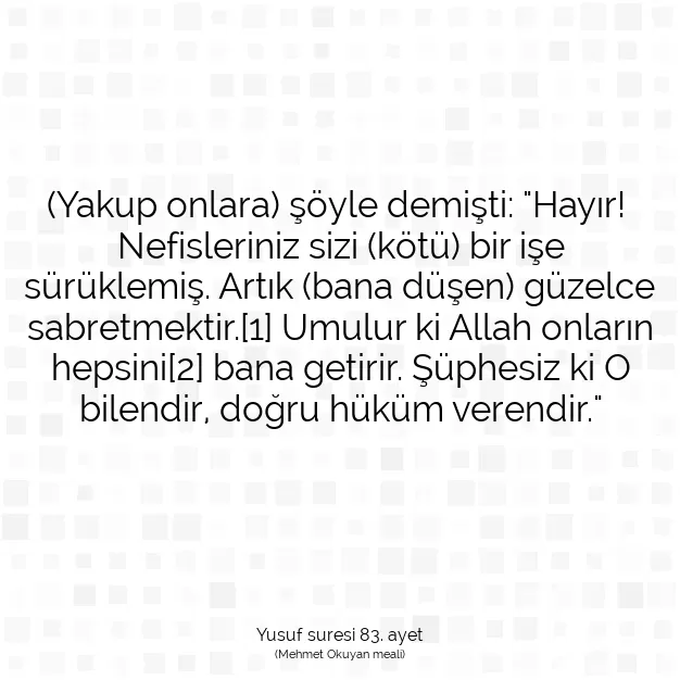 Ayetbul | Kuran Mealleri | Quran | Yusuf suresi 83. ayet