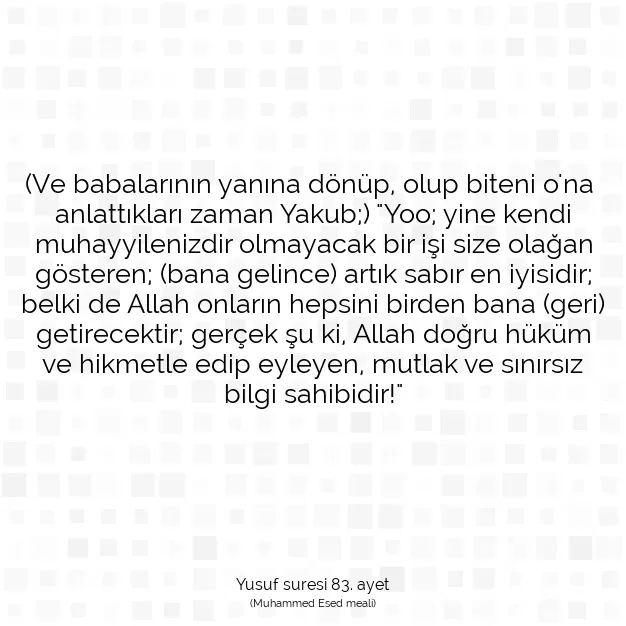 Ayetbul | Kuran Mealleri | Quran | Yusuf suresi 83. ayet