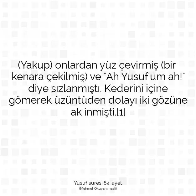 Ayetbul | Kuran Mealleri | Quran | Yusuf suresi 84. ayet