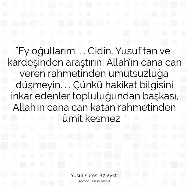 Ayetbul | Kuran Mealleri | Quran | Yusuf suresi 87. ayet