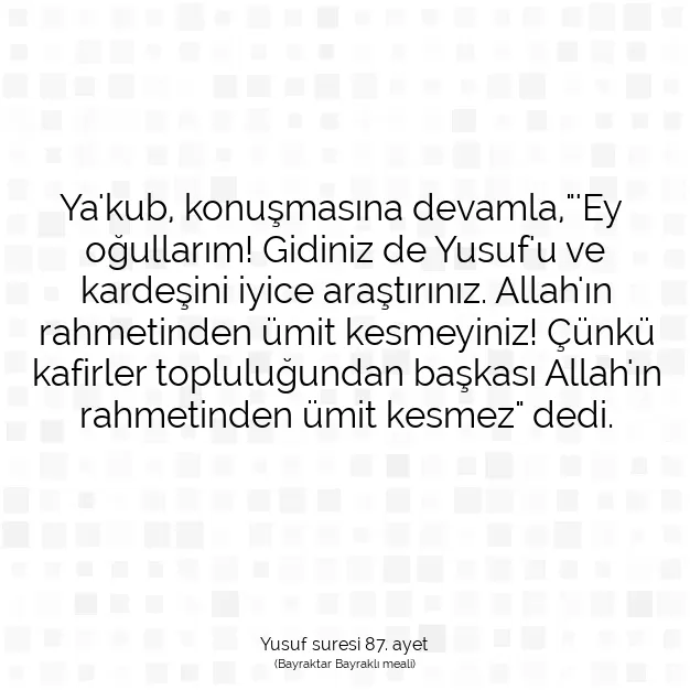 Ayetbul | Kuran Mealleri | Quran | Yusuf suresi 87. ayet