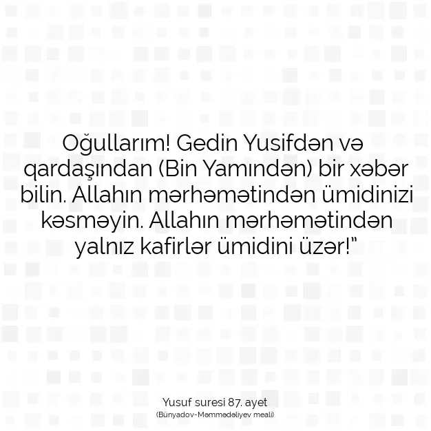 Ayetbul | Kuran Mealleri | Quran | Yusuf suresi 87. ayet