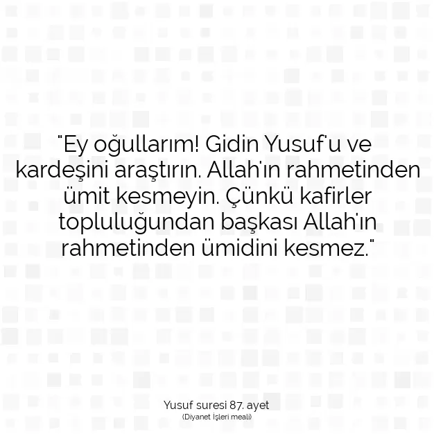 Ayetbul | Kuran Mealleri | Quran | Yusuf suresi 87. ayet