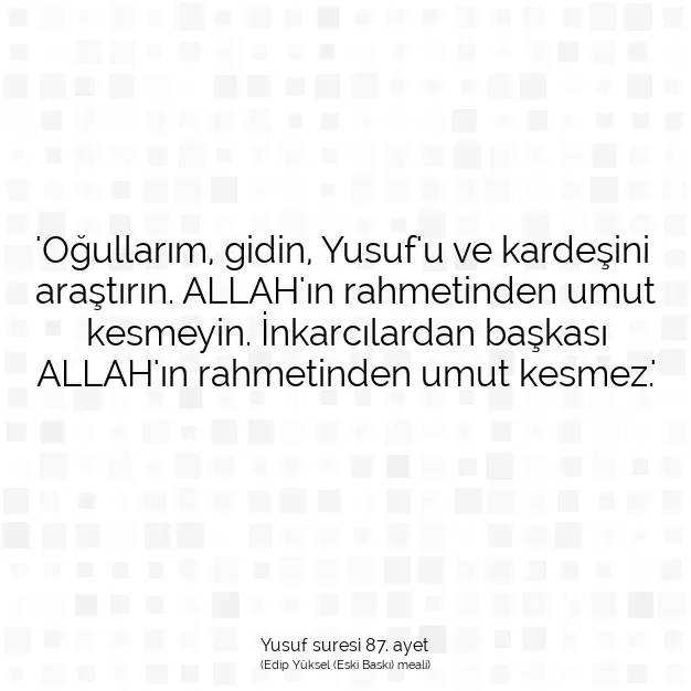 Ayetbul | Kuran Mealleri | Quran | Yusuf suresi 87. ayet