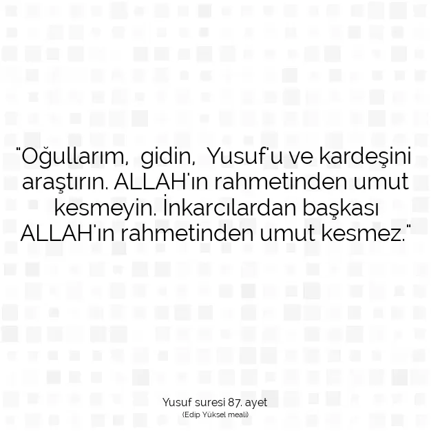 Ayetbul | Kuran Mealleri | Quran | Yusuf suresi 87. ayet