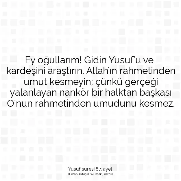 Ayetbul | Kuran Mealleri | Quran | Yusuf suresi 87. ayet