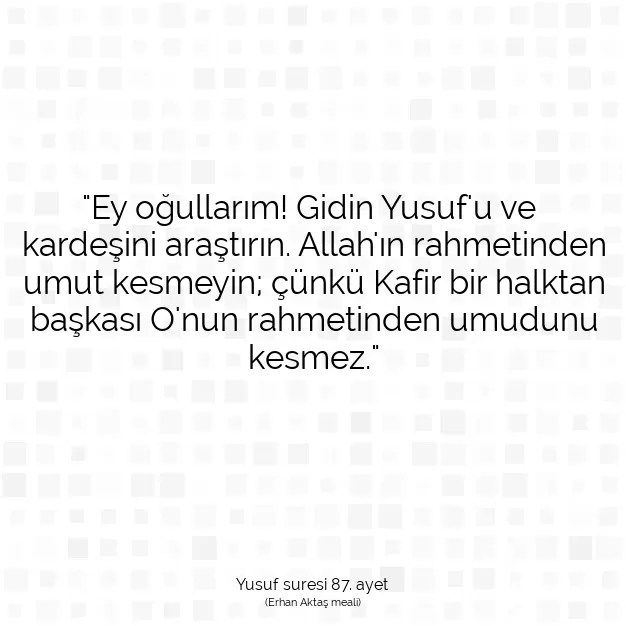 Ayetbul | Kuran Mealleri | Quran | Yusuf suresi 87. ayet