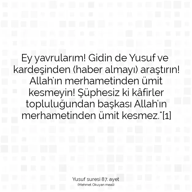 Ayetbul | Kuran Mealleri | Quran | Yusuf suresi 87. ayet