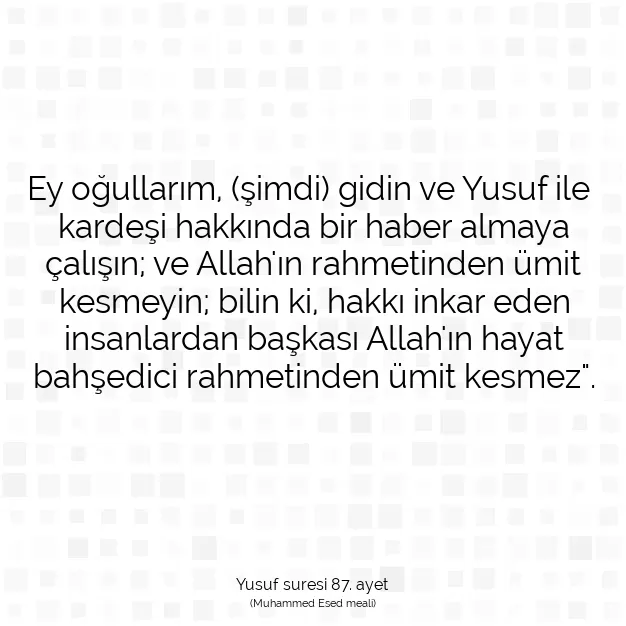 Ayetbul | Kuran Mealleri | Quran | Yusuf suresi 87. ayet