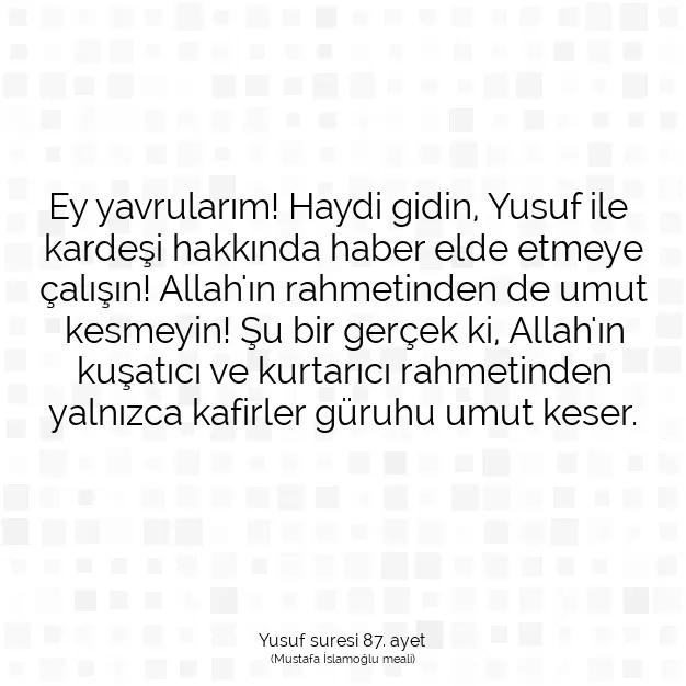 Ayetbul | Kuran Mealleri | Quran | Yusuf suresi 87. ayet