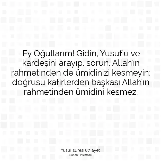 Ayetbul | Kuran Mealleri | Quran | Yusuf suresi 87. ayet