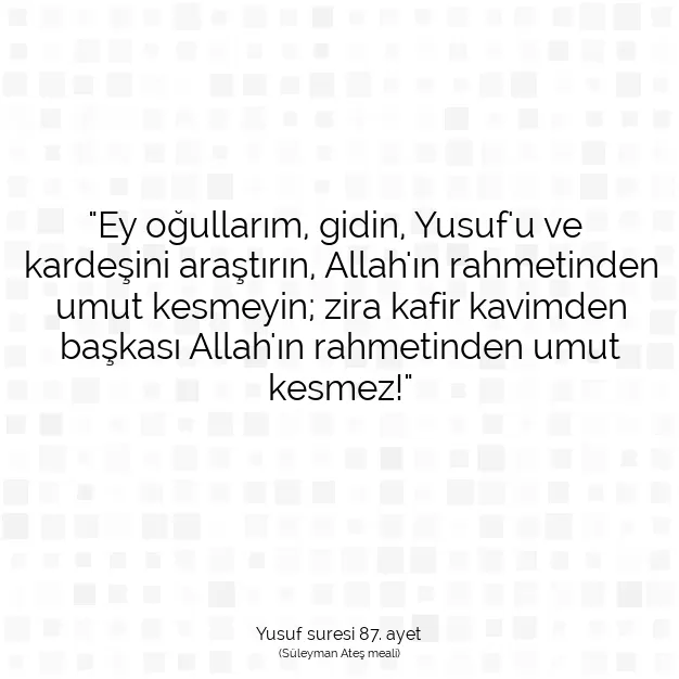 Ayetbul | Kuran Mealleri | Quran | Yusuf suresi 87. ayet