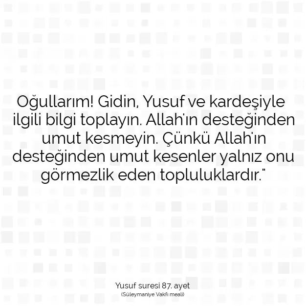 Ayetbul | Kuran Mealleri | Quran | Yusuf suresi 87. ayet