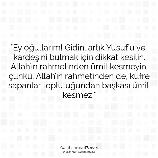 Ayetbul | Kuran Mealleri | Quran | Yusuf suresi 87. ayet