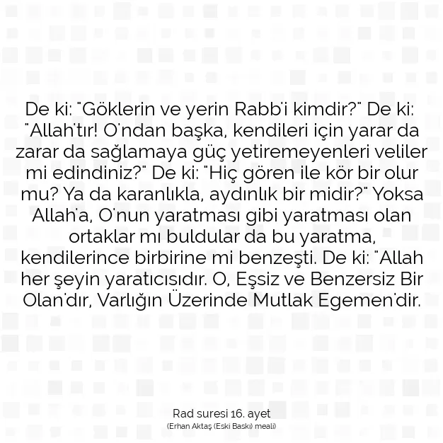 Ayetbul | Kuran Mealleri | Quran | Rad suresi 16. ayet