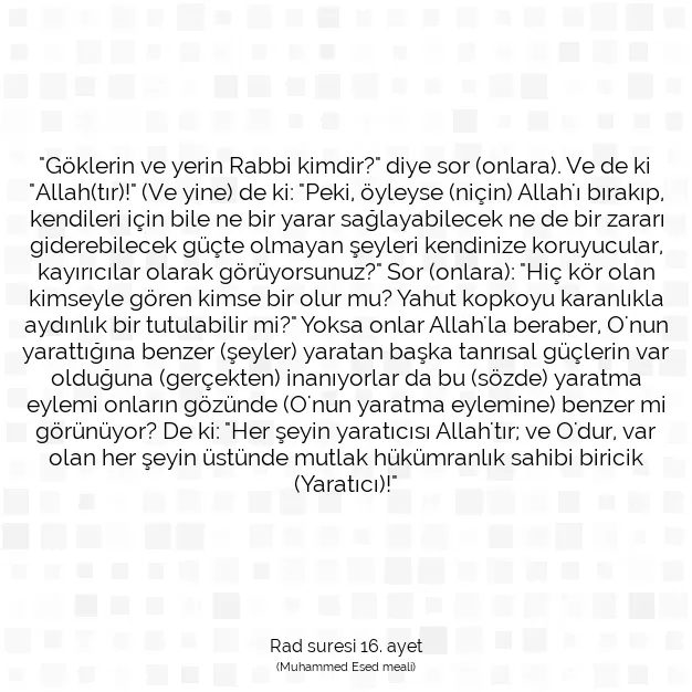 Ayetbul | Kuran Mealleri | Quran | Rad suresi 16. ayet