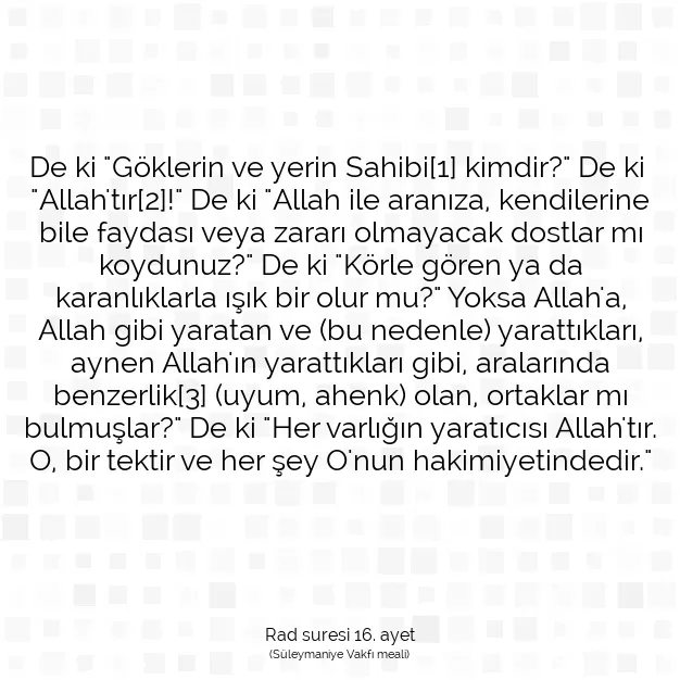 Ayetbul | Kuran Mealleri | Quran | Rad suresi 16. ayet