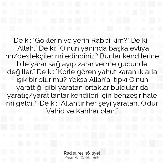 Ayetbul | Kuran Mealleri | Quran | Rad suresi 16. ayet