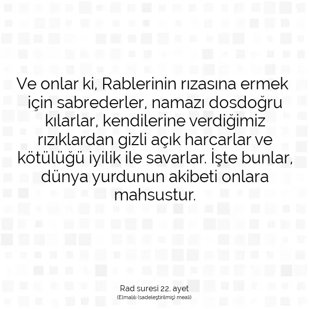 Ayetbul | Kuran Mealleri | Quran | Rad suresi 22. ayet