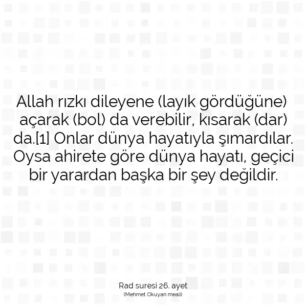 Ayetbul | Kuran Mealleri | Quran | Rad suresi 26. ayet