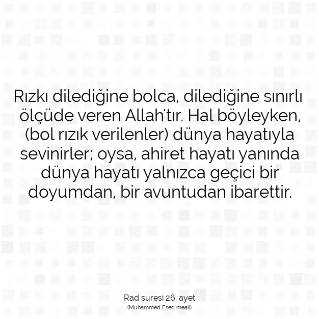 Ayetbul | Kuran Mealleri | Quran | Rad suresi 26. ayet